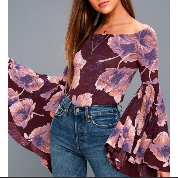 Free People Birds Of Paradise Top in Mulberry - Picture 3 of 5